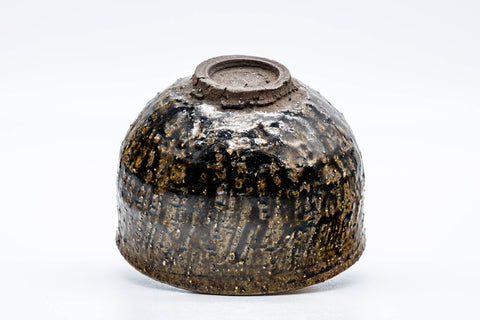 Tezumi — Japanese Matcha Bowl - Coarse Brown Glazed Chawan - 200ml — tipped to show the interior