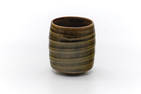 Tezumi — Japanese Teacup - Green Shino Glazed Mino Yunomi - 110ml — front view from another angle