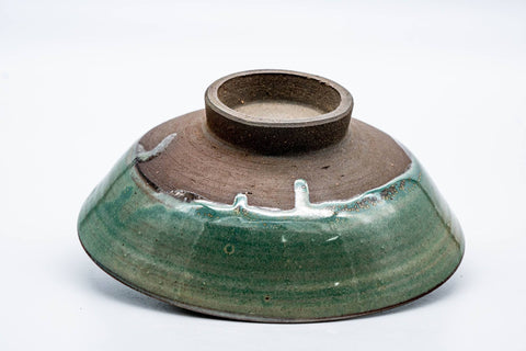 Japanese Matcha Bowl - Green Drip-Glazed Hira-gata Chawan - 200ml