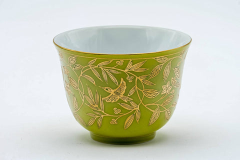 Japanese Teacups - Set of 5 Yellow Gold White Porcelain Arita-yaki Yunomi - 100ml