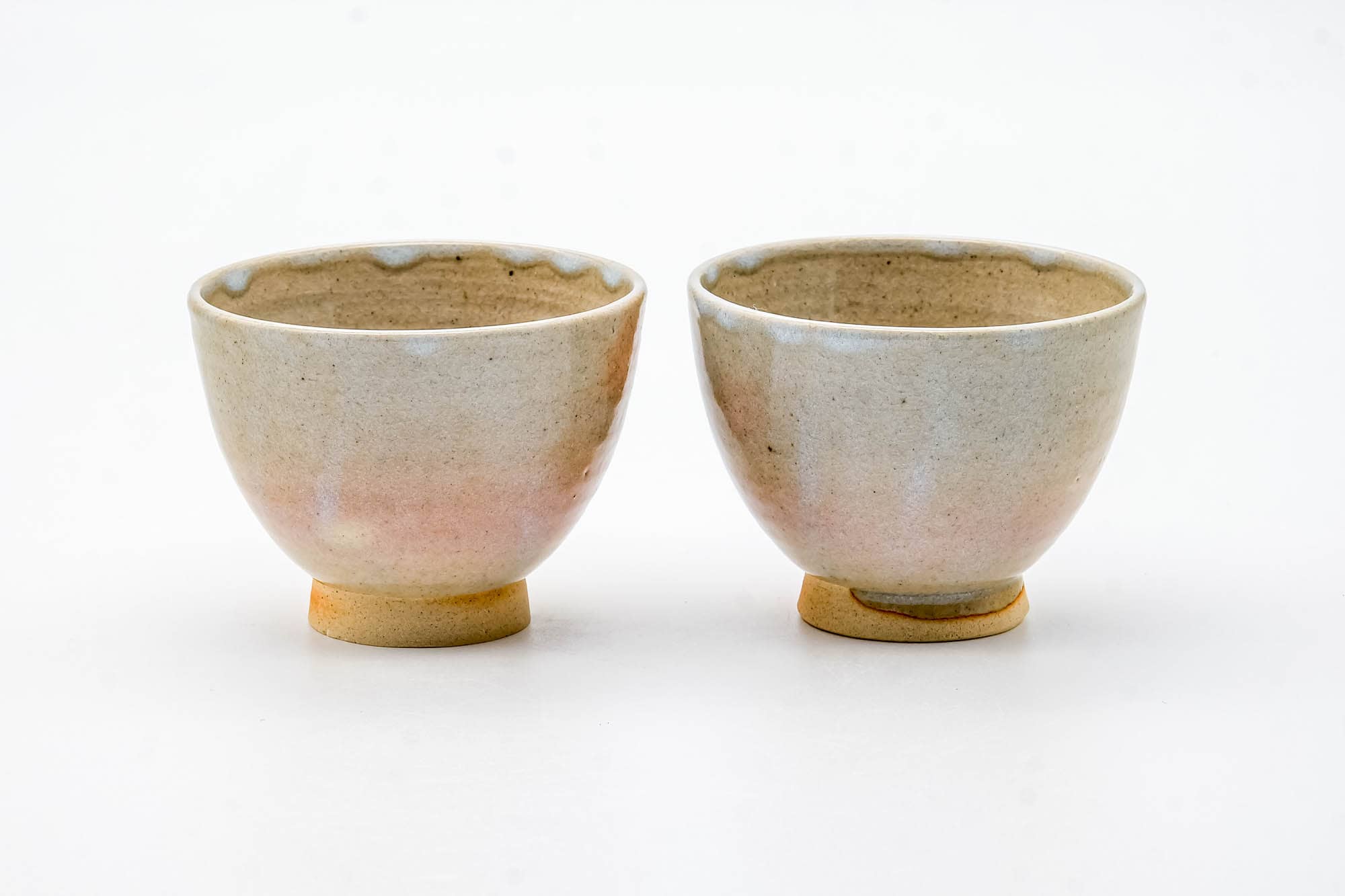 Japanese Teacups - Pair of Beige Glazed Hagi-yaki Yunomi - 120ml