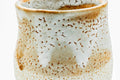 Close-up of the shino glaze, showing its pinholed texture and orange blush.