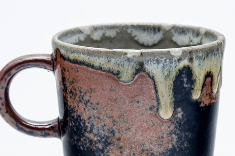 Japanese Teacup - Black Brown Beige Drip-Glazed Ushirdoe Yunomi - 100ml