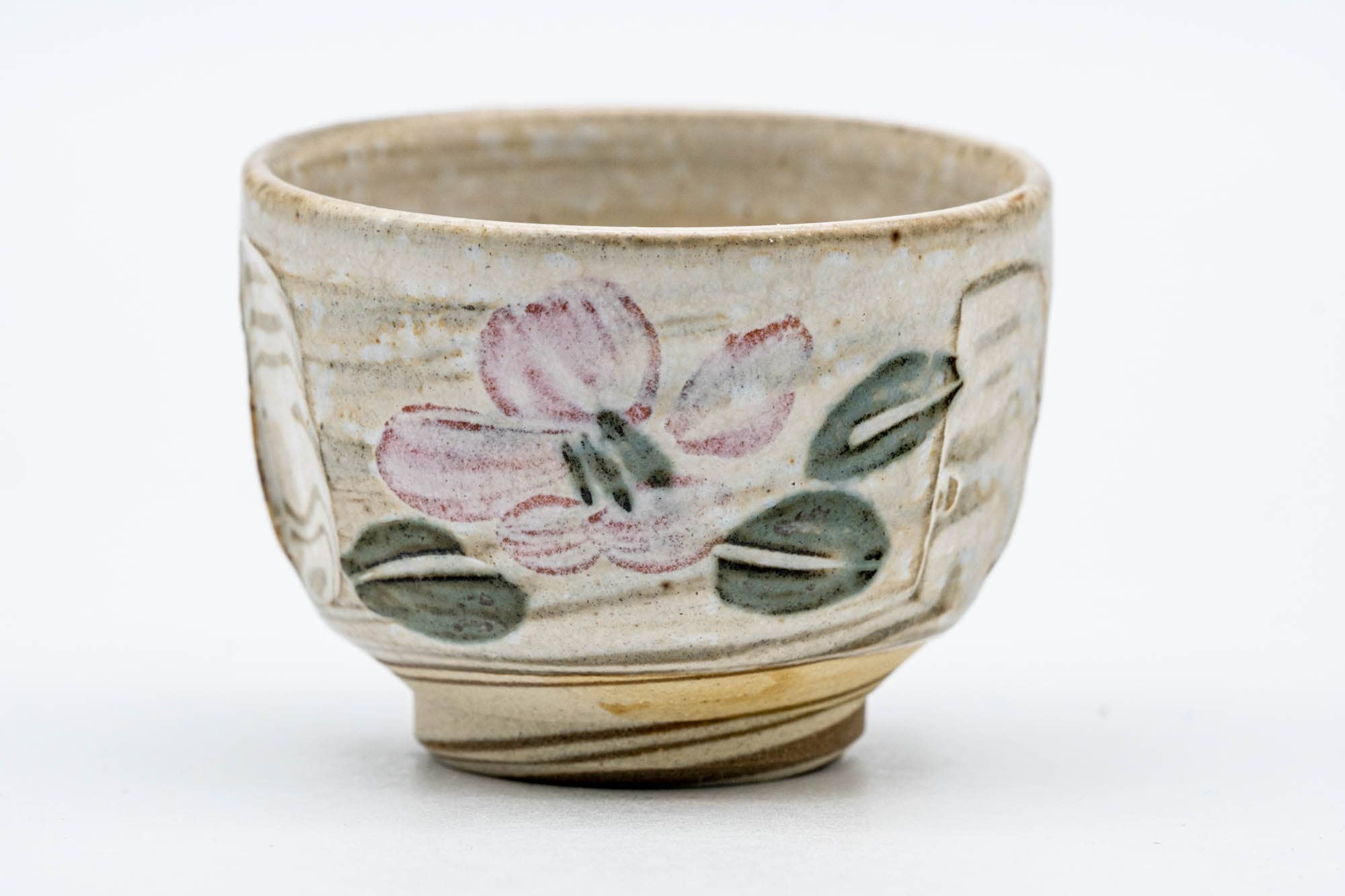 Japanese Teacups - Set of 3 Floral Marbled Guinomi - 35ml