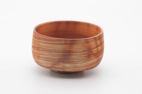 Japanese Matcha Bowl - Orange Rice Straw Hidasuki Marbled Nerikomi Bizen-yaki Chawan - 400ml