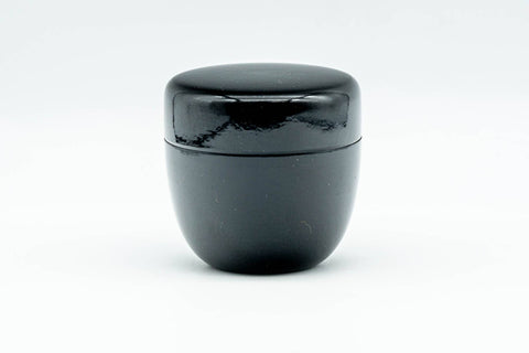 Japanese Natsume - Small Black Lacquer Matcha Tea Caddy - Ko-natsume - 50ml - slightly angled view of the closed caddy