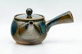 Japanese Kyusu - Blue Brown Glazed Mesh Filter Side-handled Teapot - 300ml - Tezumi