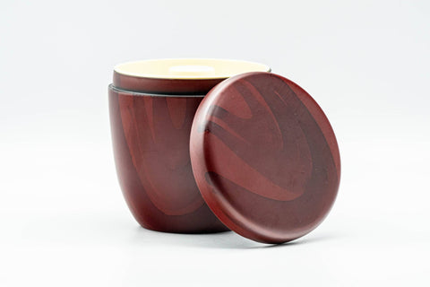 Japanese Chazutsu - Red Wood-Patterned Plastic Tea Canister - 275ml - Tezumi