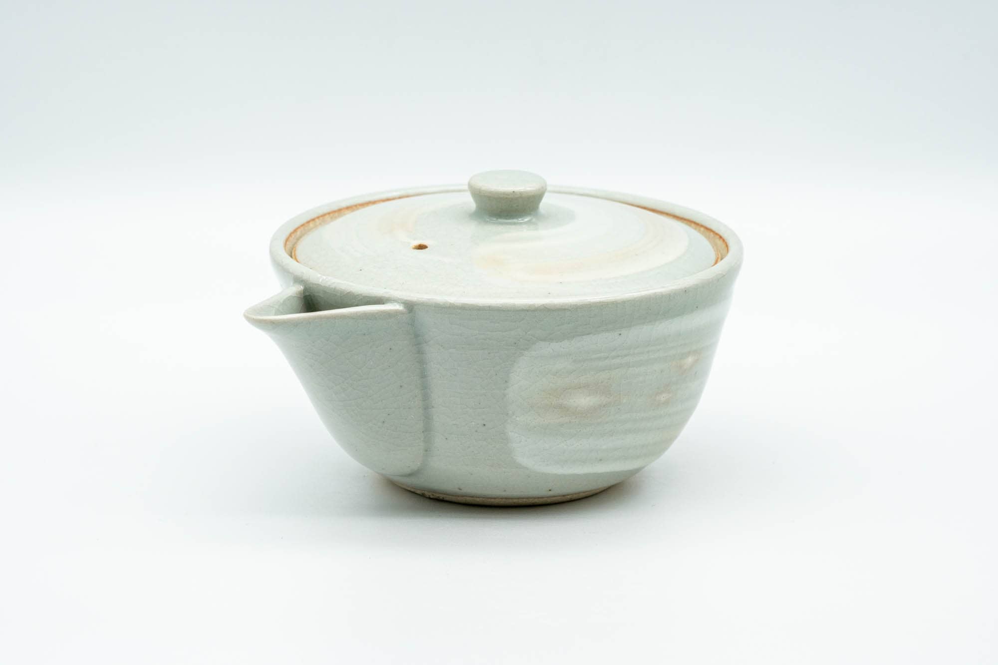 Japanese Houhin - Grey White Hakeme Ceramic Filter Handleless Teapot - 150ml - Tezumi