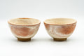 Japanese Teacups - Pair of Blush Orange and White Shino Glazed Yunomi - 120ml - the pair side by side from a slight angle