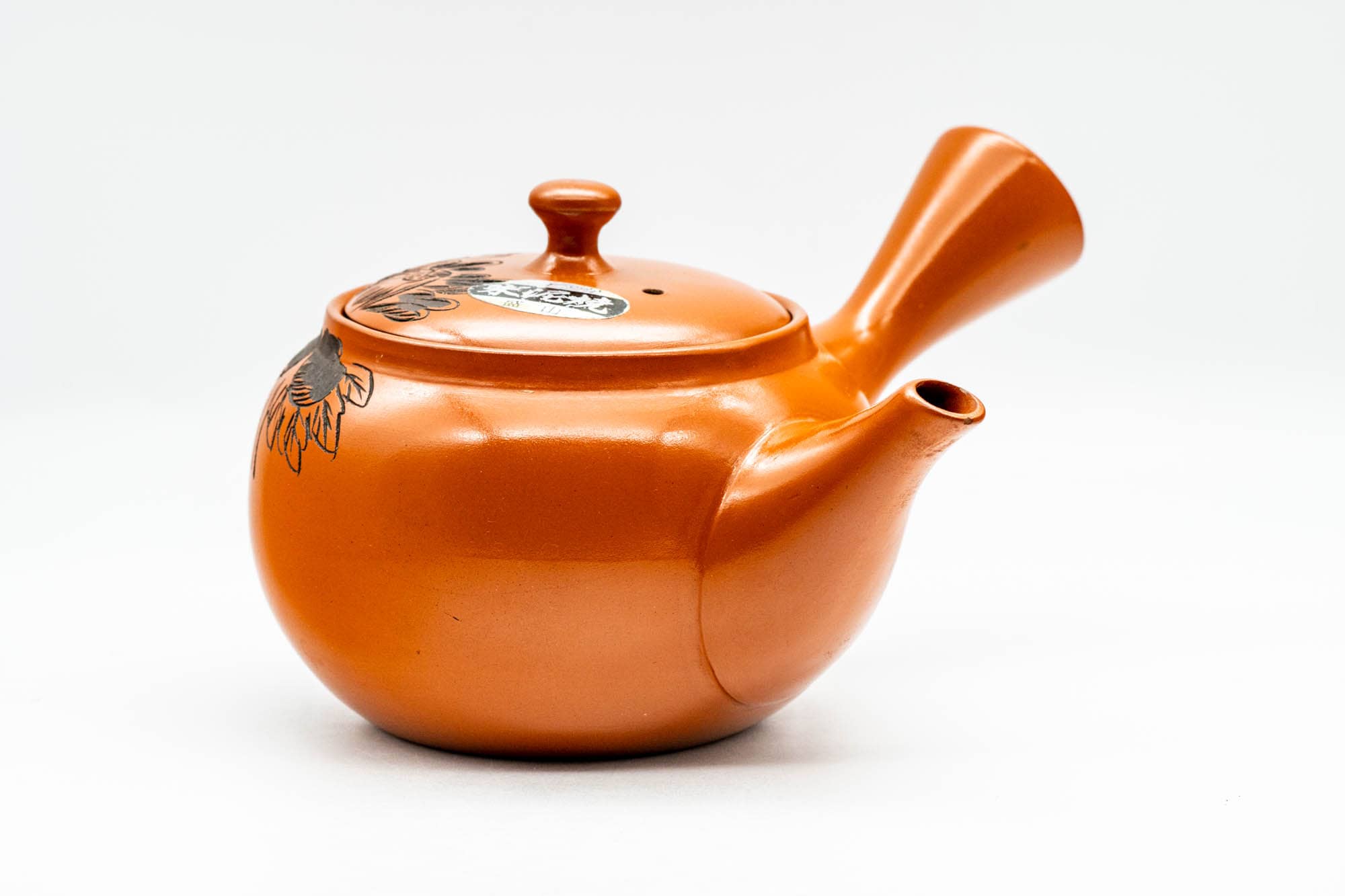 Japanese Kyusu - Floral Engraved Red Shudei Tokoname-yaki Mesh Teapot - 250ml