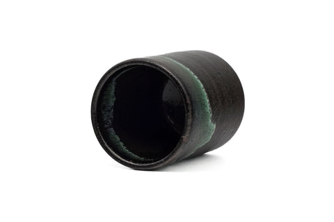 Japanese Teacup - Black Turquoise Glazed Agano-yaki Yunomi - 80ml