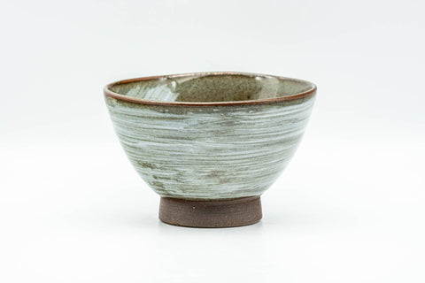 Japanese Teacup - Floral Hakeme Grey Glazed Yunomi - 110ml