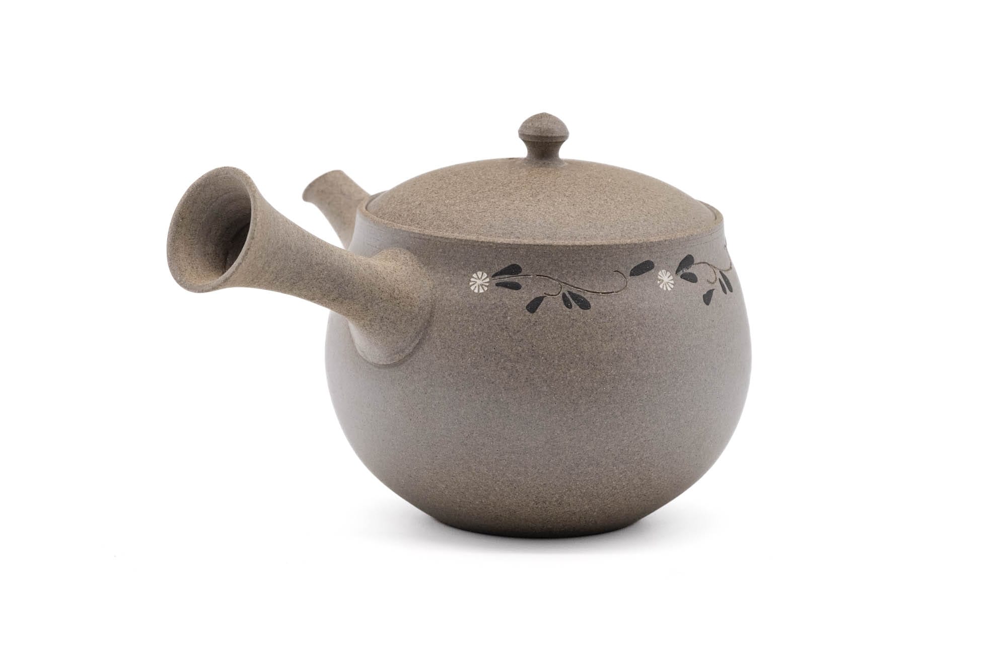 Japanese Kyusu - 都築豊 Tsuzuki Yutaka - Floral Yakishime Tokoname-yaki Teapot - 320ml