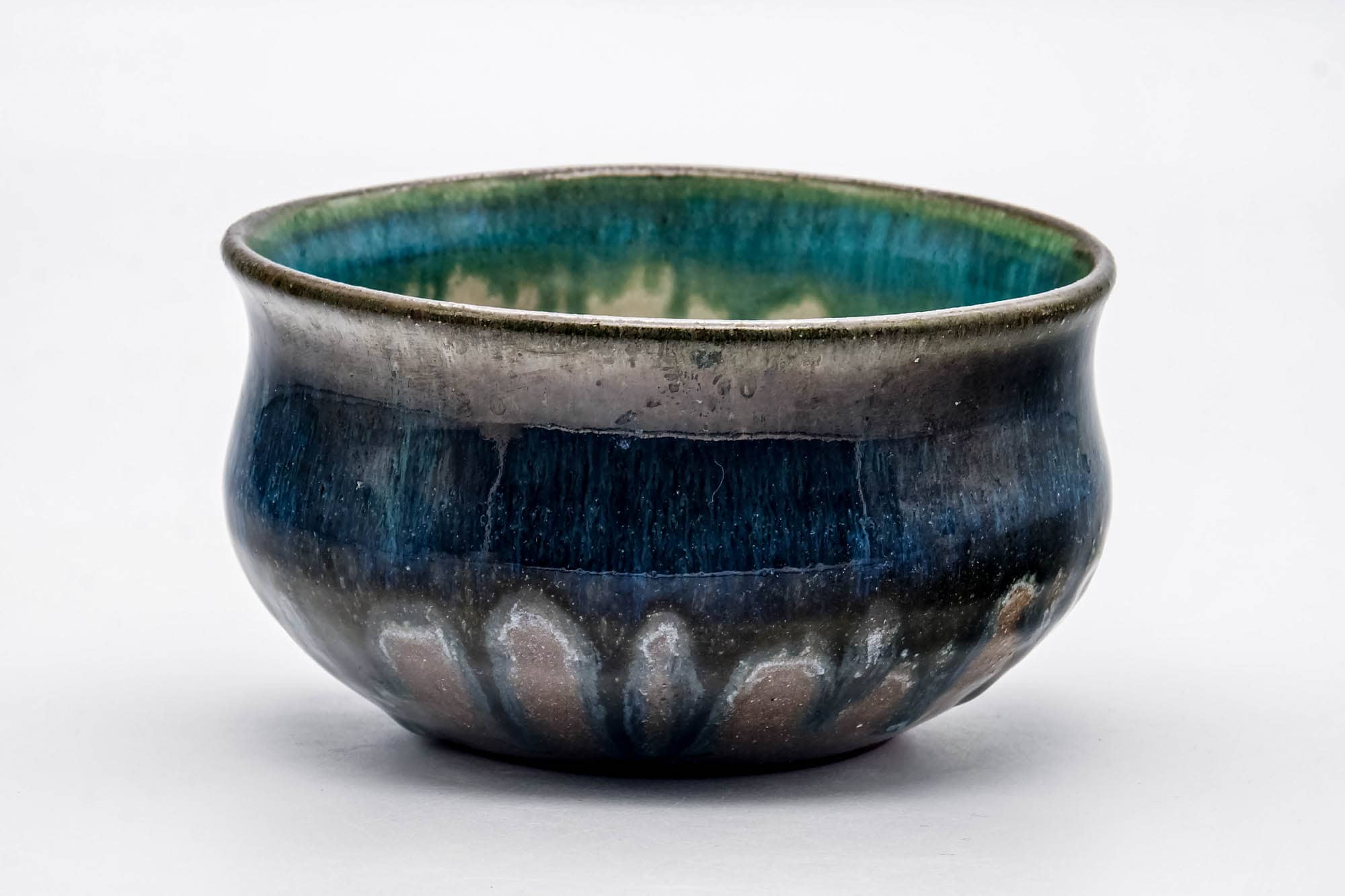 Japanese Kensui - Blue Drip-Glazed Tea Ceremony Water Bowl - 500ml