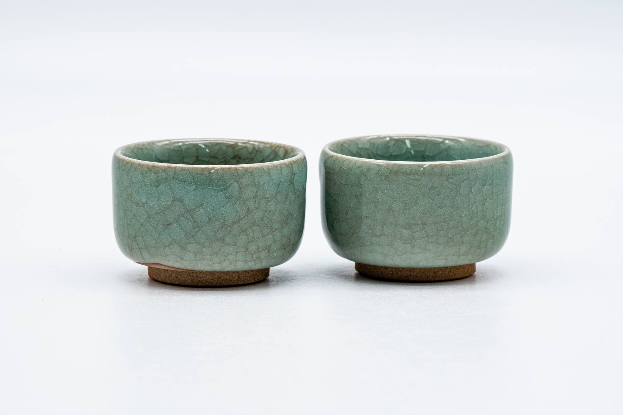 Japanese Teacups - Pair of Green Celadon Glazed Guinomi - 50ml