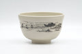 Tezumi — Japanese Matcha Bowl - Beige Glazed Landscape Decorated Kyo-yaki Chawan - 300ml — front view from another angle