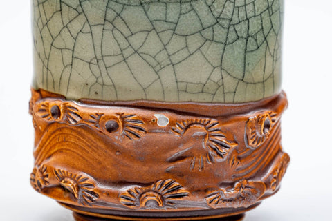 Japanese Teacup - Green Celadon Obori Soma-yaki Yunomi - 110ml