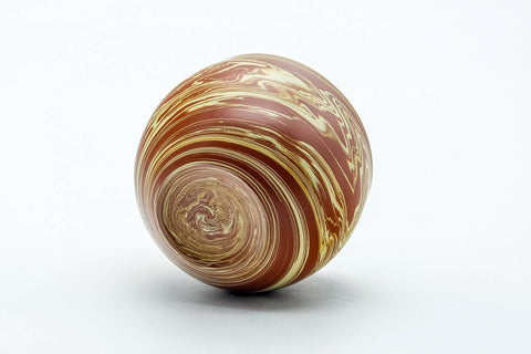 Tezumi — Japanese Teacup - Red Yellow Nerikomi White Inner-Glazed Tokoname-yaki Yunomi - 80ml — top-down view of the interior