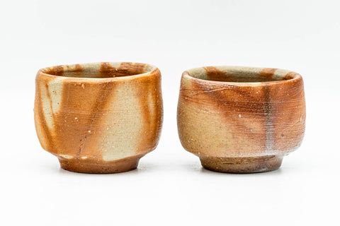 Japanese Teacups - Pair of Hidasuki Rice Straw Bizen-yaki Guinomi - 60ml