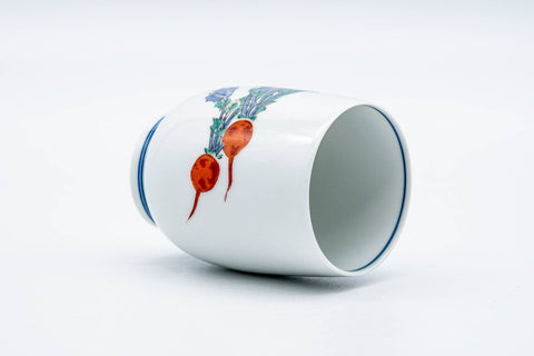 Tezumi — Japanese Teacup - White Porcelain Painted Turnips Arita-yaki Yunomi - 120ml — top-down view of the interior
