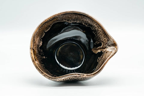 Tezumi — Japanese Katakuchi - Black and Brown Hare's Fur Drip-Glazed Yuzamashi Water Cooler - 100ml — three-quarter view