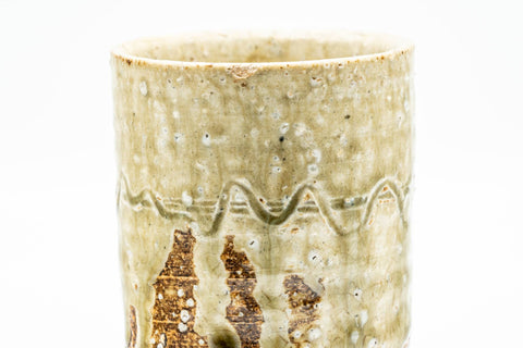 Japanese Teacup - Large Textured Green Drip-Glazed Yunomi - 200ml - Tezumi