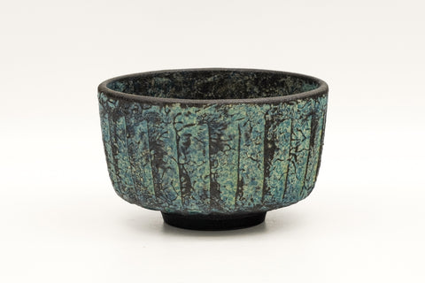 Faceted Blue-Green Kiyomizu-yaki Chawan
