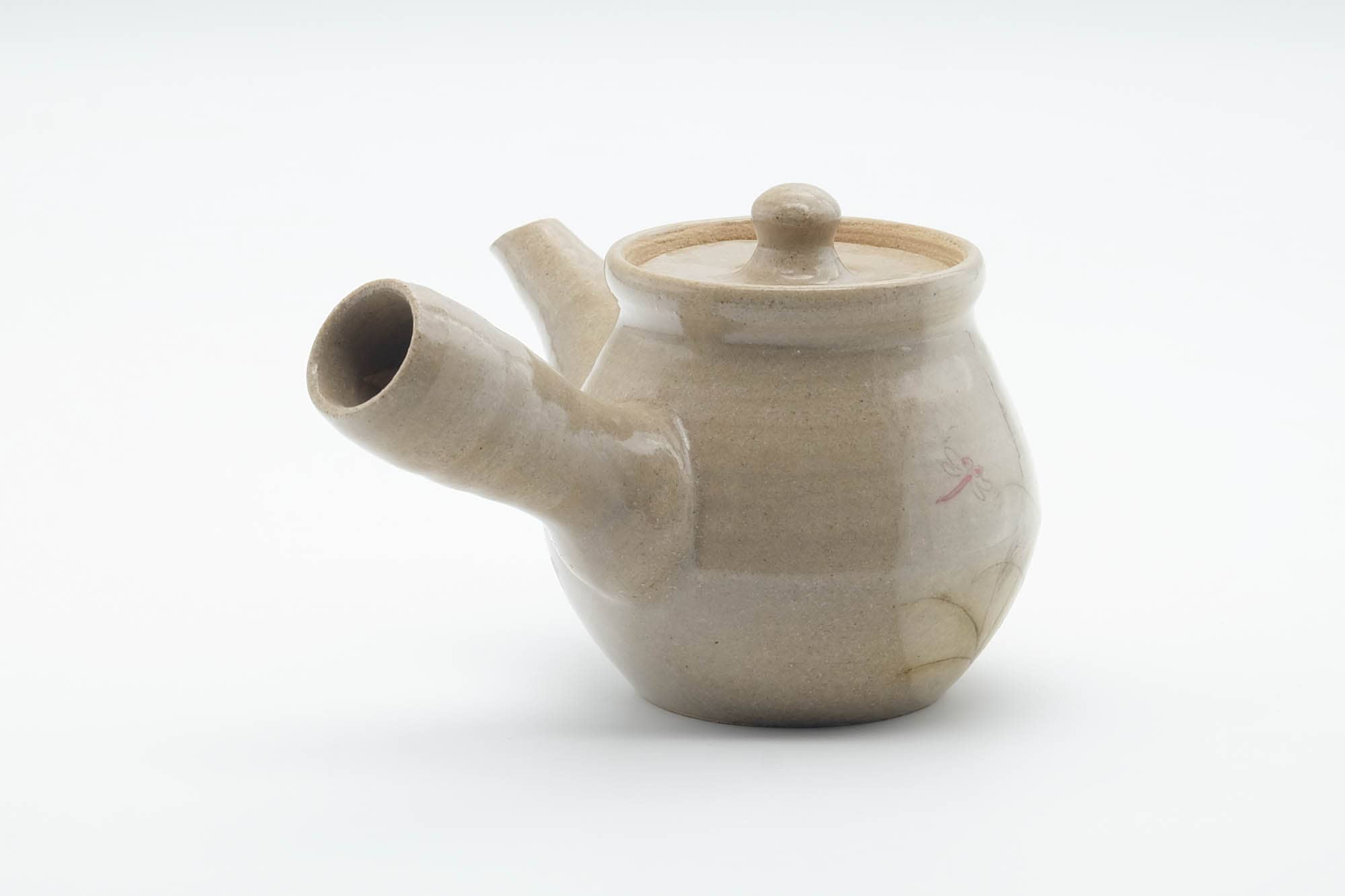 Japanese Kyusu - Floral Beige Glazed Ceramic Filter Teapot - 250ml