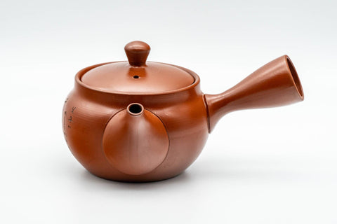 Japanese Kyusu - Calligraphy Engraved Tokoname-yaki Mesh Teapot - 260ml - Tezumi