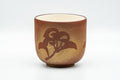 Tezumi — Japanese Teacup - Floral Textured Golden Red and White Inner Glazed Yunomi - 200ml — front view