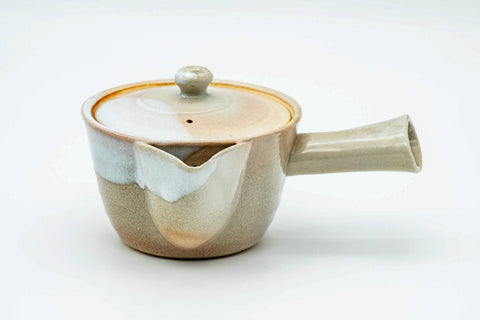 Japanese Kyusu - Beige White Glazed Hagi-yaki Do-ake Teapot - 220ml