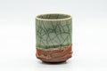 Japanese Teacup - Celadon Glazed Obori Soma-yaki Yunomi - 100ml - side view of the celadon glazed cup