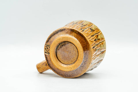 Japanese Teacup - Orange Green Drip-Glazed Ushirode Yunomi - 70ml