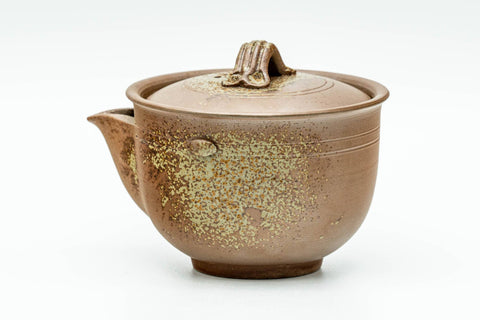 Japanese Tea Set - 木村陶峰 Kimura Touhou - Ash Glazed Bizen-yaki Houhin Teapot with Yuzamashi Water Cooler and 5 Guinomi Teacups