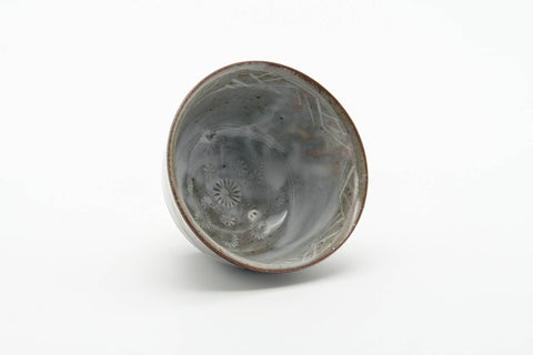 Japanese Teacup - Chrysanthemum Grey Milky Drip-Glazed Kiyomizu-yaki Yumoni - 80ml