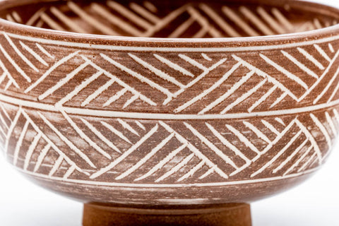 Japanese Matcha Bowl - Geometric Floral Mishima Glazed Kiyomizu-yaki Chawan - 150ml