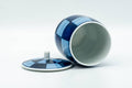 Japanese Teacup - Blue Checkered Arita-yaki Lidded Yunomi - 150ml - Tezumi