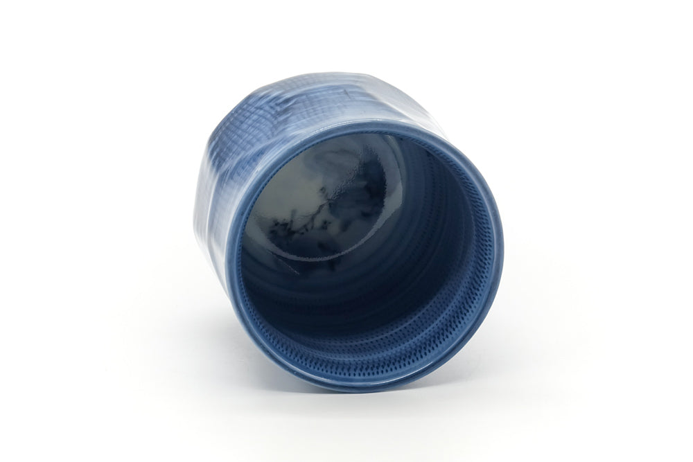 Japanese Teacup - Blue Faceted Porcelain Yunomi - 240ml