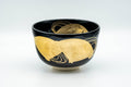 Japanese Matcha Bowl - Black Gold Glazed Geometric Komogai-nari Kyo-yaki Chawan  - 350ml - Tezumi