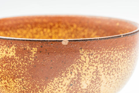 Japanese Matcha Bowl - Small Orange Drip-Glazed Wan-nari Chawan - 150ml