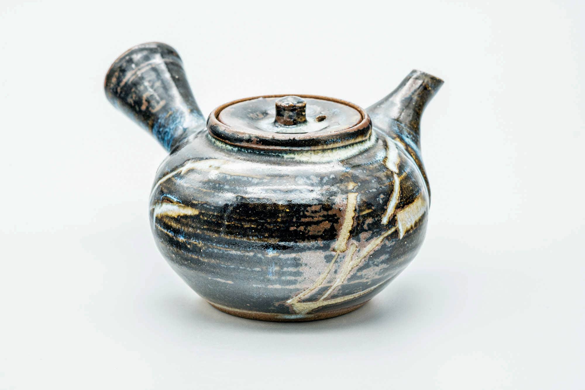 Japanese Kyusu - Spiraling Brown Blue Glazed Do-ake Teapot - 250ml