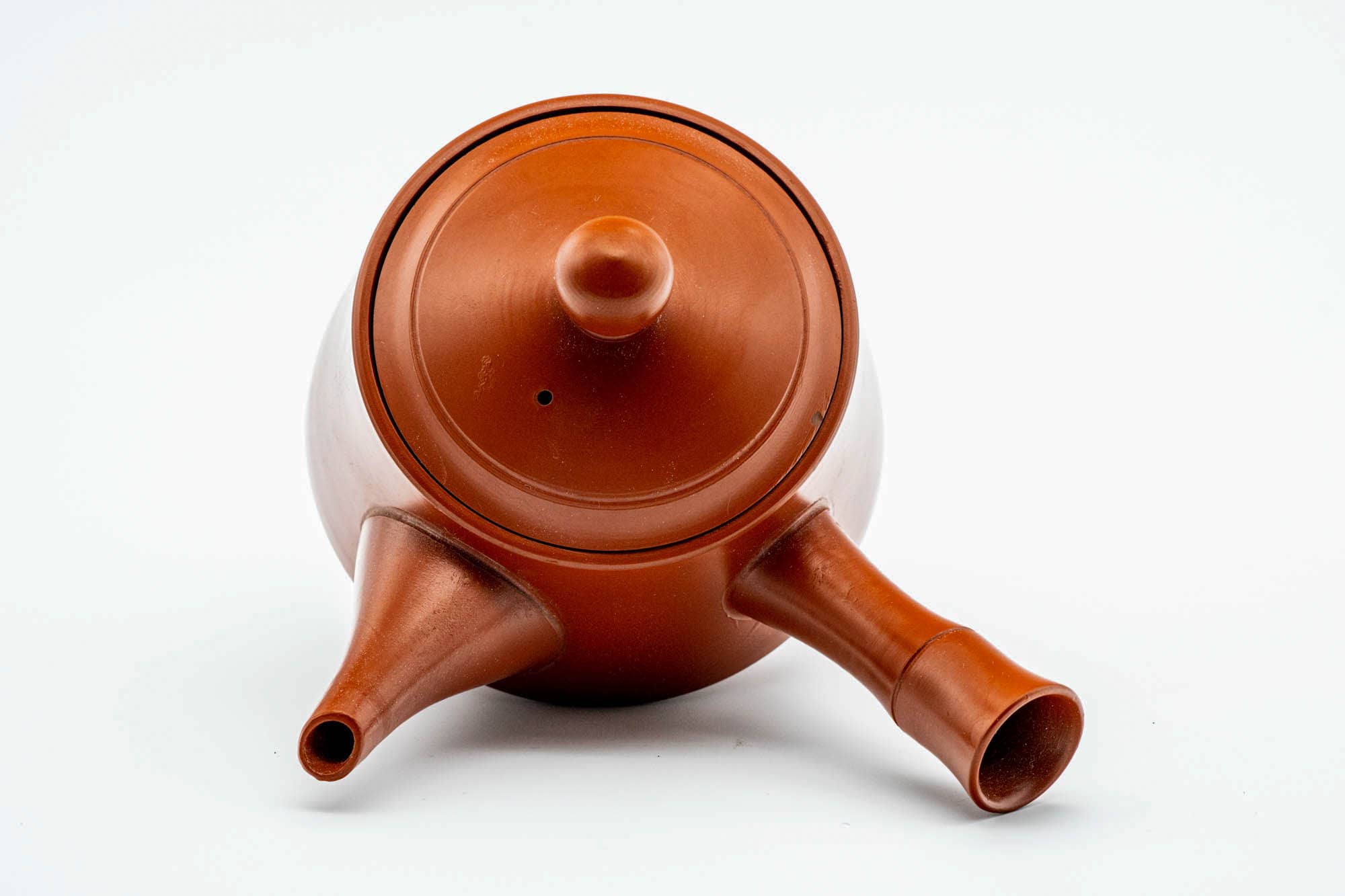 Japanese Kyusu - Bamboo-shaped Handle Red Shudei Tokoname-yaki Mesh Basket Teapot - 200ml