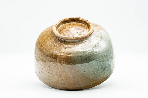 Japanese Matcha Bowl - Brown White Semi-Sphere Glazed Hantsutsu-gata Chawan - 350ml