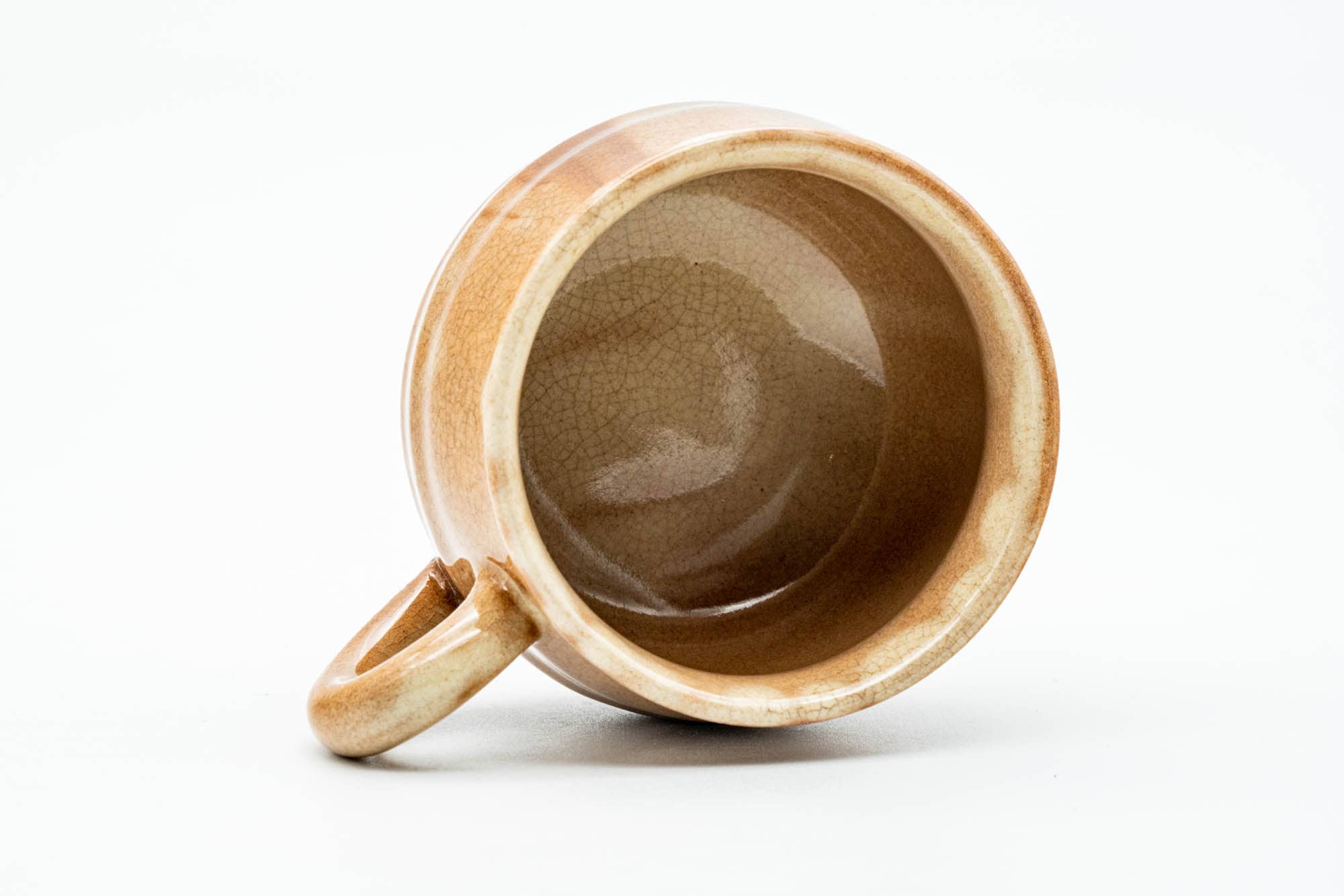 Japanese Teacup Set - Beige Drip-Glazed Hagi-yaki Ushirode Yunomi with Coaster - 150ml