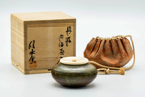 Japanese Chaire - 市野信水 Ichino Shinsui - 信水窯 Shinsui Kiln - Tanba-yaki Chaire with Shifuku