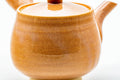 Japanese Kyusu - Pink Hagi-yaki Ceramic Filter Teapot - 300ml - closeup of the lower body and foot showing the pink-tan clay tone and rim