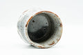 Japanese Teacup - Blue White Shino Glazed Mino-yaki Yunomi - 160ml - tilted top-down view into the dark interior