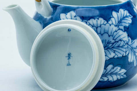 Japanese Dobin - Blue Floral Arita-yaki Porcelain Top-Handled Teapot - 500ml