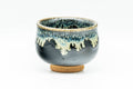 Japanese Teacup - Jet Black Beige Drip-Glazed Guinomi - 40ml - rotated side view